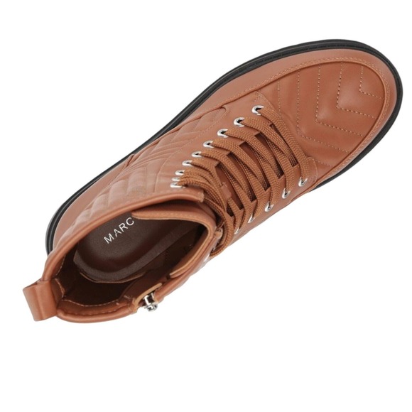 Marc Fisher Boots Women’s Size 7.5M Pierce Combat Lace Up Brown Faux Leather - Picture 7 of 8